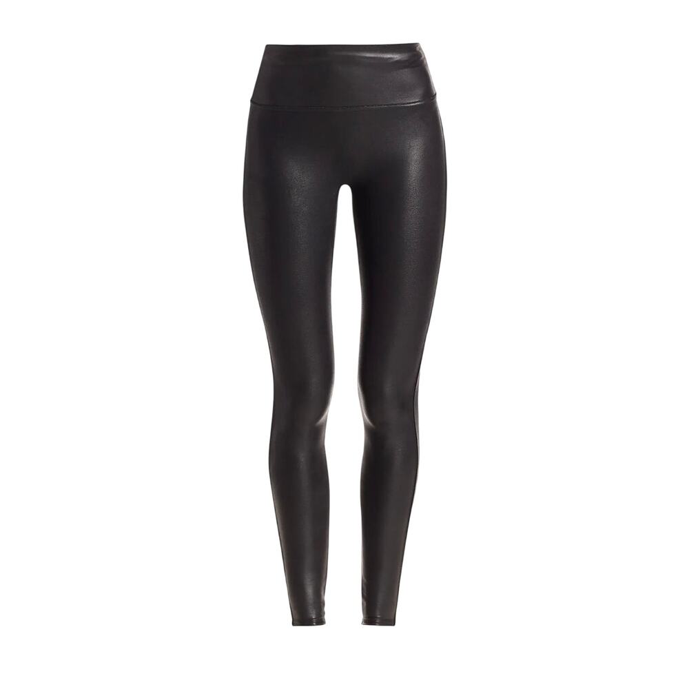 Spanx Women’s Black Faux Leather Leggings MP, high waist